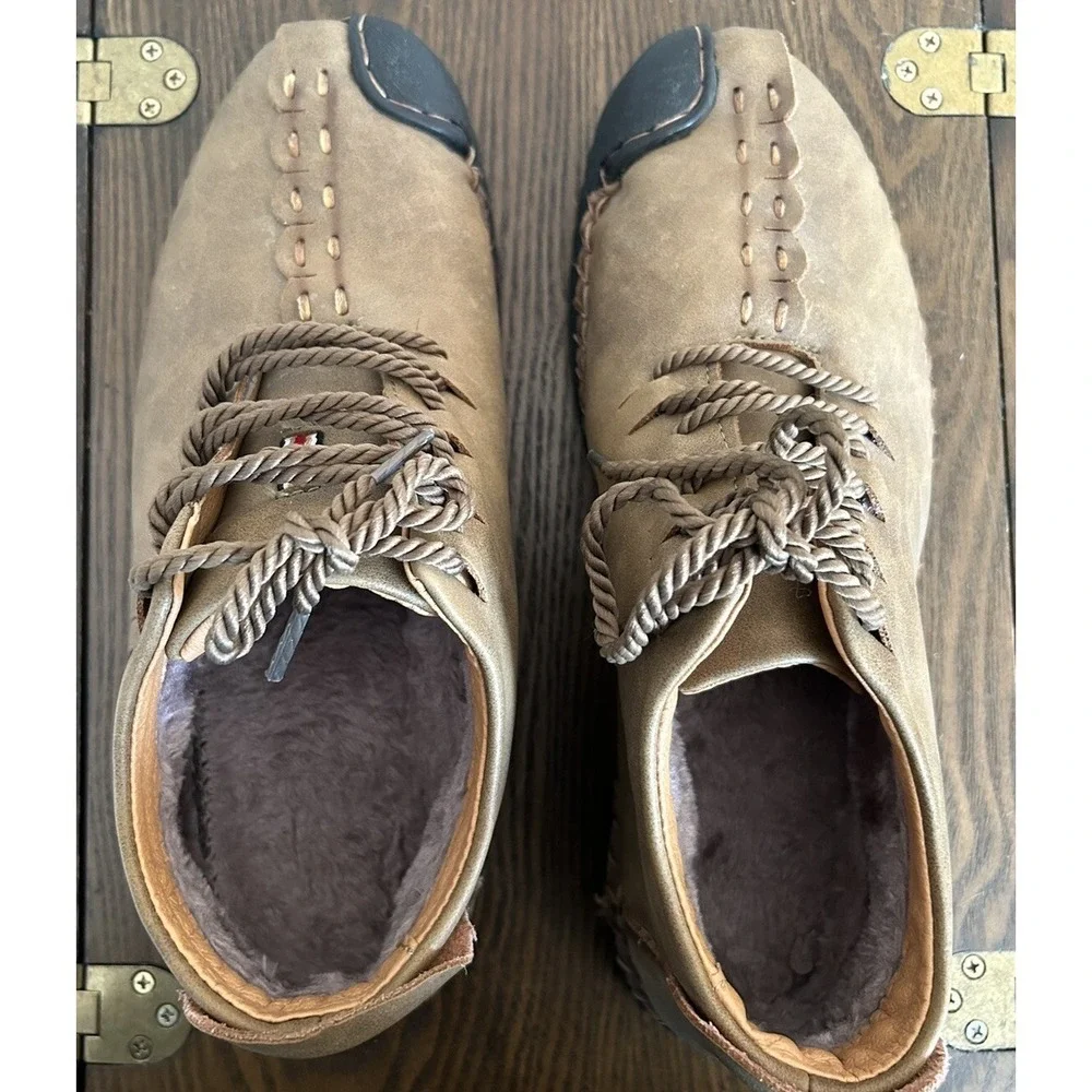 Sport Show Fashion Oxford Leather Shoes Moccasin-gommino Warm Winter Size 13